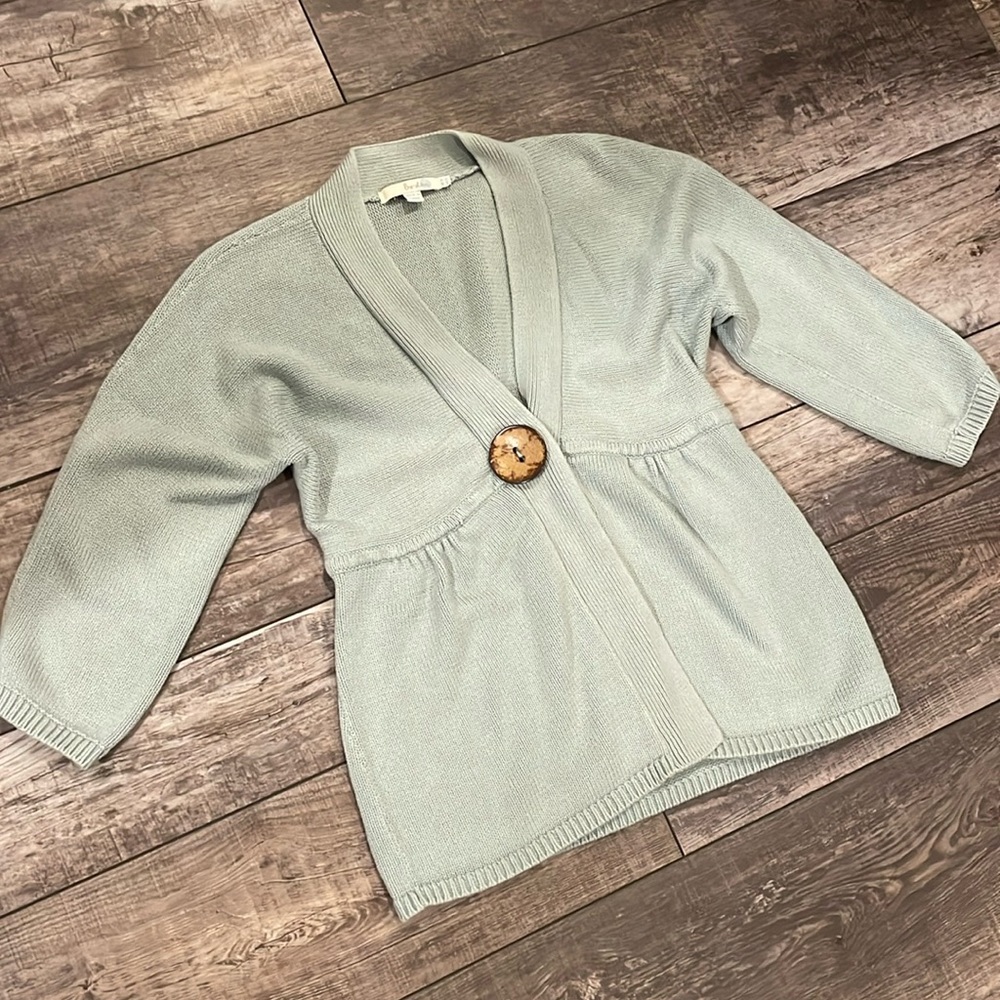 Boden Regatta Single Button Cardigan 3/4 Sleeve 100% Cotton Sweater